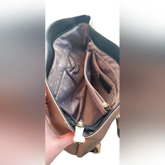 Foxer Shoulder Bag Large Leather Tote Purse Handbag Frost with Gold - Picture 4 of 5